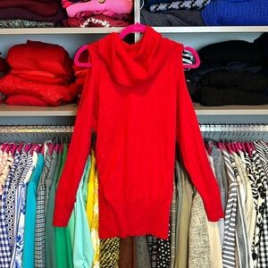 The Limited red cold shoulder long sleeve turtleneck sweater size XS NWT